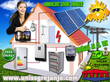 Solarni sistemi za struju - Solarna elektrana - On-Grid sistemi za proizvodnju struje,
 električna energija za svaki dan sa baterijskom bankom - Priključenje na elektrodistributivnu mrežu