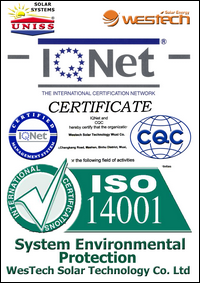 Sertifikat ISO 14001 - IQnet - CQC - Solarni vakuumski kolektori WesTech Solar - Uniss Com Lab,
 Srbija