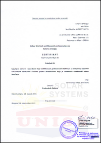 Serifikat - Srboljub Ilić - Uniss Com Lab - Solarni vakuumski termalni sistemi - Overen prevod sertifikata
