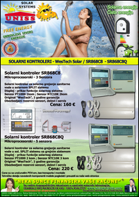 SOLARNI KONTROLERI - SOLARNE AUTOMATIKE / Solarno grejanje sanitarne vode - Solarni mikroprocesorski kontroleri,
 Displej - SR868C8 - SR868C8Q
