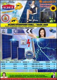 SOLARNI PANELI - Solarni paneli za struju - Solarni paneli za proizvodnju struje - Solarni paneli za proizvodnju elektricne energije - Solarni fotonaponski PV paneli za vikendice,
 salase,
 kuce